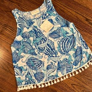 NWT Pappagallo Fringed Hem Top